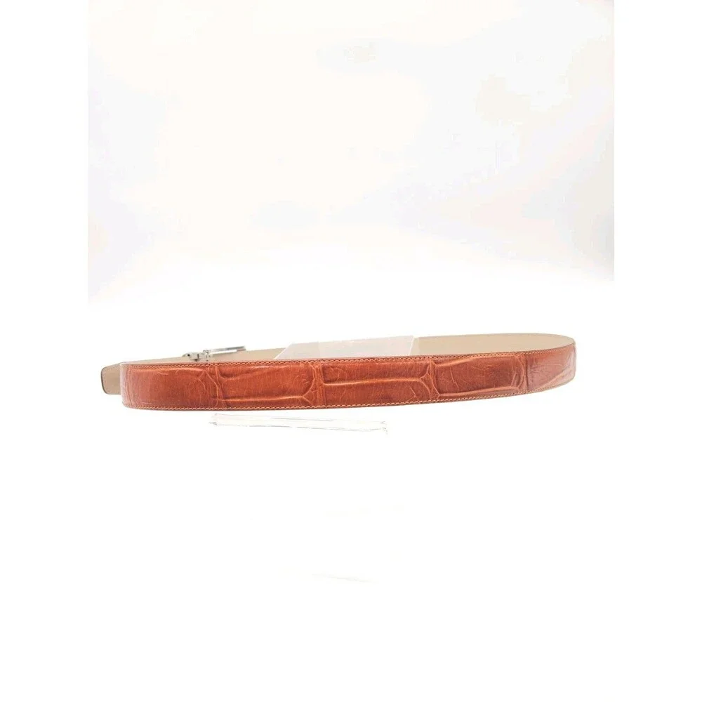 Avanti Size 42 Leather Dress Belt Tan Cognac Croc Embossed Made In Italy